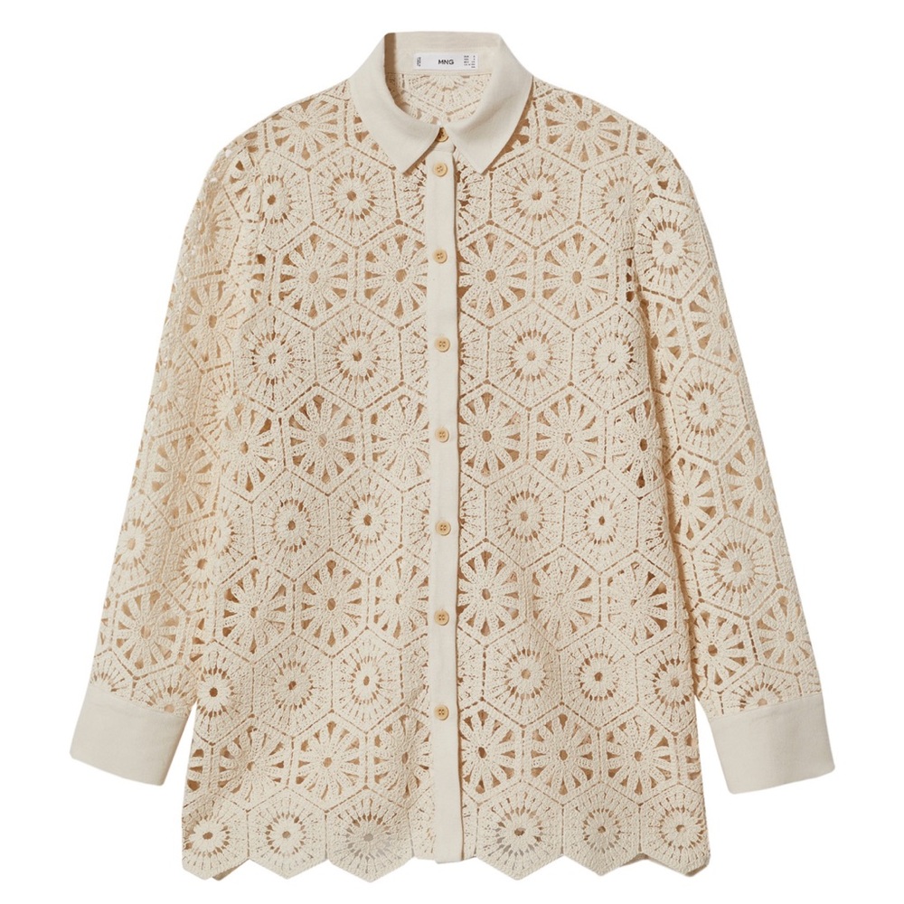Mango Lace Button-Up Shirt